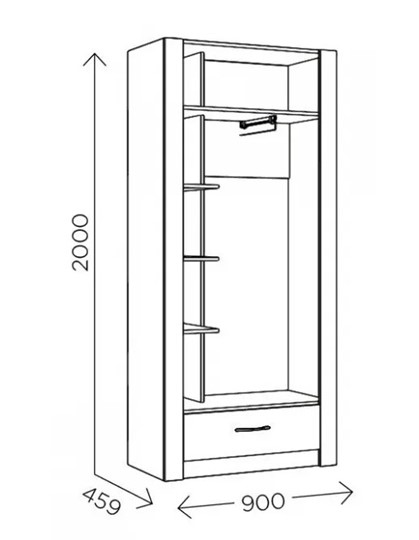 Шкаф гардеробный Ева 5 М1 дуб ирландский/белый матовый в Ханты-Мансийске - изображение 2