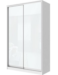 Шкаф двухстворчатый Хит-22-12-22 с цветным стеклом, белое №10, Белый корпус в Сургуте