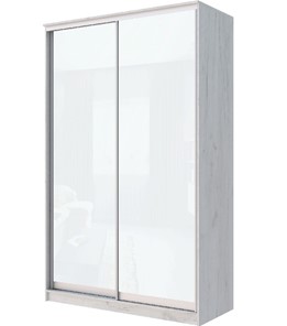 Шкаф 2-х створчатый Хит-22-12-22 с цветным стеклом, белое №10, Дуб крафт белый в Югорске