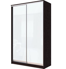 Шкаф двухстворчатый Хит-22-12-22 с цветным стеклом, белое №10, Венге в Когалыме