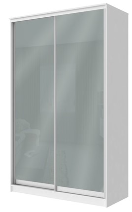 Шкаф 2-х створчатый Хит-22-4-12/2-22 с цветным стеклом, средне-серый 074, Белый в Лангепасе - изображение