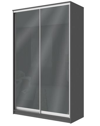 Шкаф 2-х створчатый Хит-22-4-12/2-22 с цветным стеклом, темно-серый 073, Графит в Лангепасе - изображение