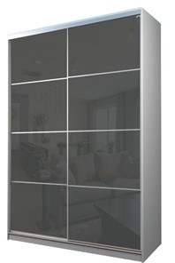 Шкаф 2-х дверный MAX МШ-23-6-16-22, Профиль Серебро/Цвет Белый/Oracal Темно-серый в Сургуте