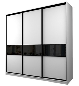 Шкаф 3-х дверный MAX МШ-25-6-24-999, Профиль Черный/Цвет Белый/Oraclal Черный в Нефтеюганске