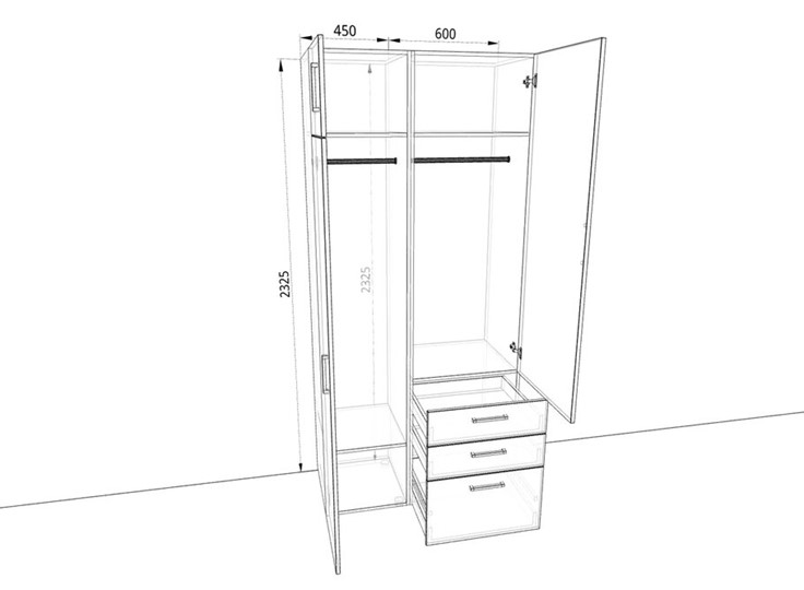 Распашной шкаф 1050х500х2325мм (10501) Белый/Жемчуг в Радужном - изображение 1