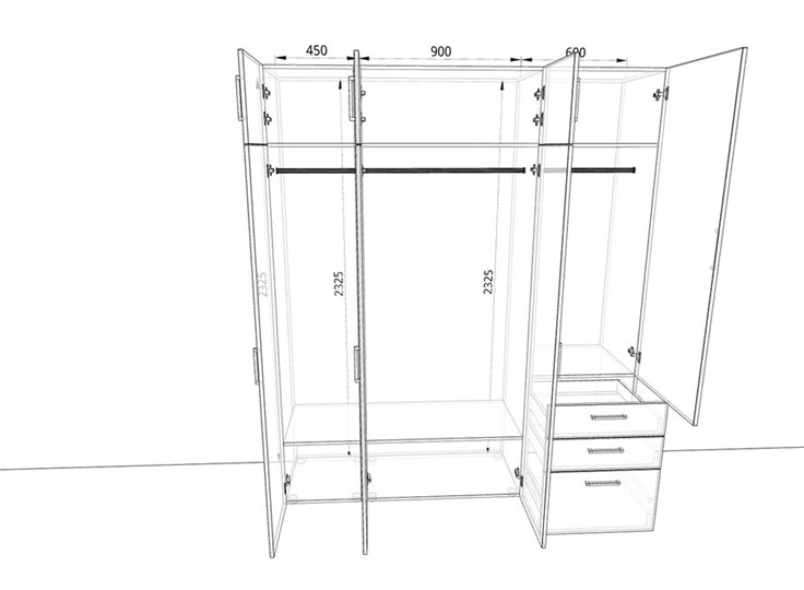 Распашной шкаф 1950х500х2325мм (19505) Белый/Жемчуг/Зеркало в Когалыме - изображение 1