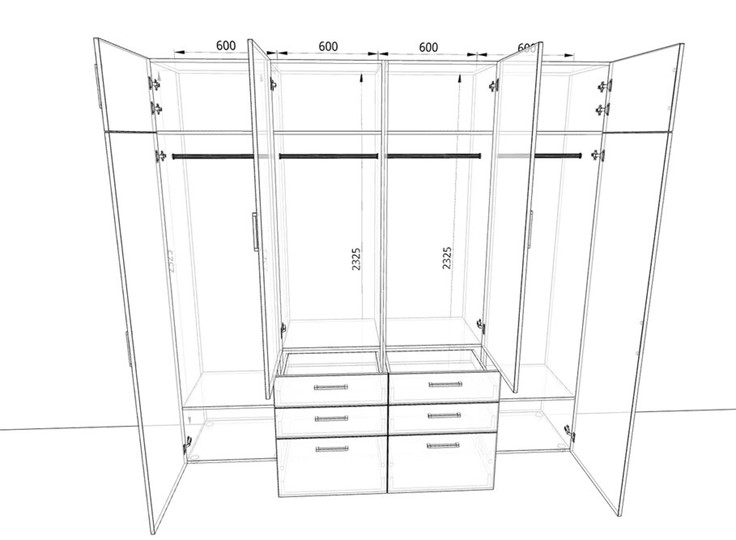 Распашной шкаф 2400х500х2325мм (24001) Белый/Мокко в Урае - изображение 1