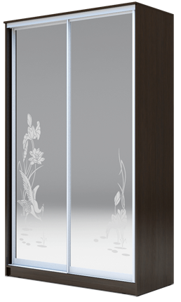Шкаф 2-х дверный 2200х1682х420 два зеркала, "Цапли" ХИТ 22-4-17-66-01 Венге Аруба в Нижневартовске - изображение