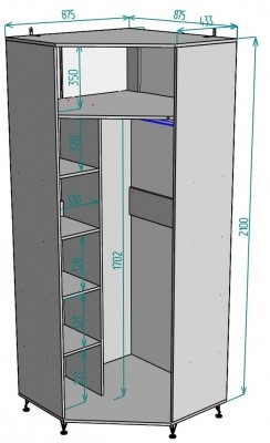 Распашной шкаф угловой Лофт H128, ДМ в Когалыме - изображение 1