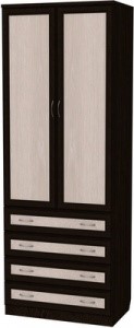 Шкаф 2-х створчатый 103 со штангой, цвет Венге в Лангепасе - изображение