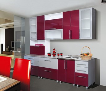 Кухонный гарнитур Мыло 224 2600, цвет Бордо металлик/Серебристый металлик в Лангепасе