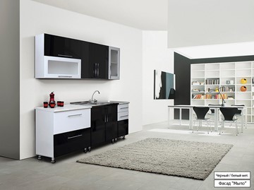 Кухонный гарнитур Мыло 224 2000х918, цвет Черный/Белый металлик в Нягани