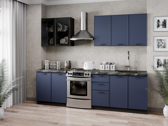 Гарнитур на кухню 2600 Индиго, Черный/Темно-синий в Пыть-Яхе - изображение