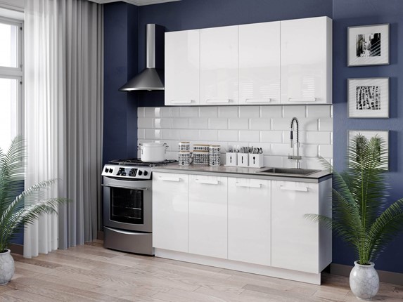 Гарнитур кухонный Герда 2200 (Белый/Белый глянец) в Когалыме - изображение