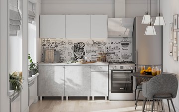 Готовый кухонный гарнитур КГ-1 1600, белый/белый/цемент светлый/антарес в Нижневартовске