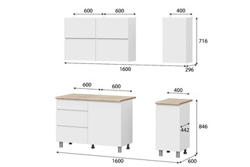 Готовый кухонный гарнитур Токио 1600, белый текстурный/белый текстурный/тростник в Лянторе - предосмотр 3