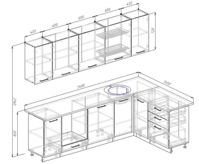 Стандартные размеры кухонной мебели: высота, ширина и глубина