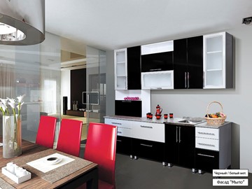 Гарнитур на кухню Мыло 224 2600, цвет Черный/Белый металлик в Нижневартовске