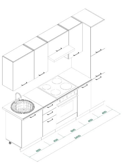 Кухонный гарнитур МК НОРД Комплект №8 2,4м Дуб Крафт Серый (K002 PW) в Лангепасе - изображение 8