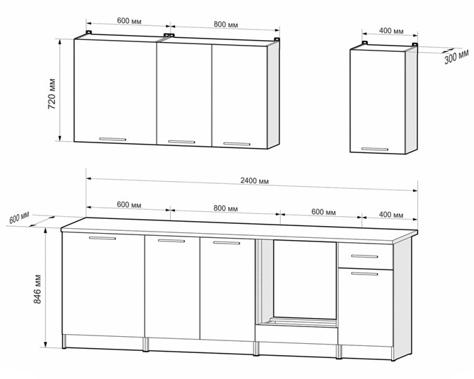 Гарнитур кухонный Моника 2,4 м (Дуб Сонома/Белый) в Когалыме - изображение 1