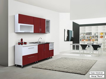 Модульный кухонный гарнитур Мыло 224 2000х918, цвет Бордо/Белый металлик в Сургуте
