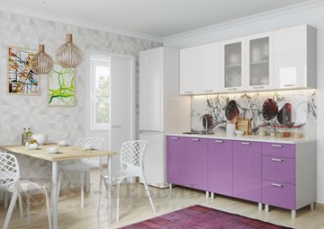 Кухонный гарнитур угловой Модерн, белый глянец/фиолетовый металлик в Лангепасе