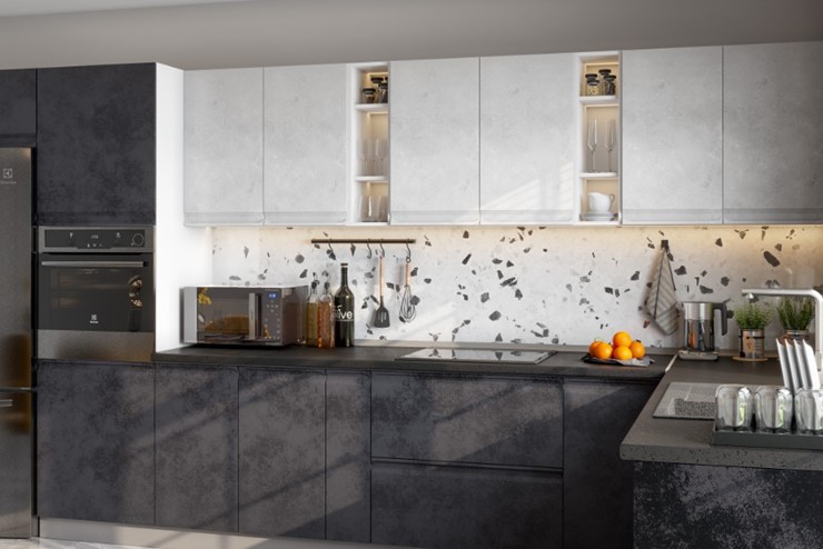 Модульная кухня Вельвет, бетон графит/бетон снежный в Нягани - изображение 2