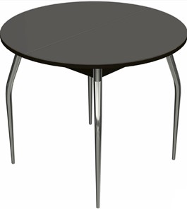 Раздвижной стол Ривьера исп. круг хром №5 (стекло коричневое/венге) в Урае