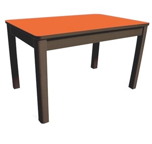 Обеденный стол Айсберг-05 СТ1, венге ЛДСП/стекло оранжевое/42 прямые массив венге в Урае