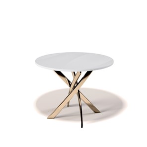 Стеклянный обеденный стол Kenner R1000 (Золото/Стекло белое глянец) в Нижневартовске