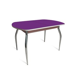 Кухонный обеденный стол ПГ-08 СТ2, дуб молочный/фиолетовое стекло/35 хром гнутые металл в Нижневартовске