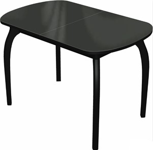 Обеденный раздвижной стол Ривьера мини дерево №1 (стекло черное/черный) в Нижневартовске