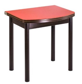 Кухонный стол раскладной СПГ-01 СТ1, венге ЛДСП/стекло оранжевое/38 прямые трубки крашеные коричневый в Сургуте
