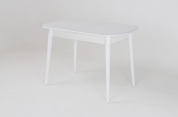 Кухонный раскладной стол Хоста, опоры массив цилиндрический, Белый в Лангепасе - изображение
