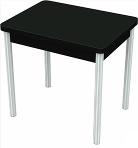 Раздвижной стол Бари хром №6 (стекло черное/черный) в Урае