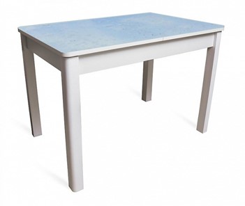 Стеклянный кухонный стол Айсберг-4 СТФ белое/капли/массив в Лангепасе