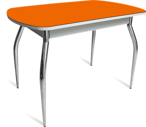 Кухонный раздвижной стол ПГ мини СТ1 белое/оранжевое/35 хром фигурные гнутые в Лангепасе - изображение