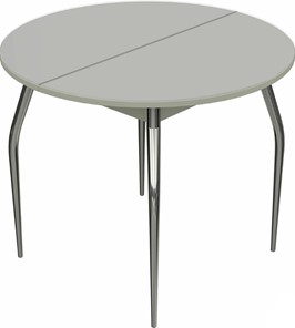 Кухонный круглый стол Ривьера исп. круг хром №5 (стекло белое/белый) в Лангепасе