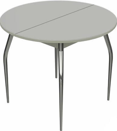 Кухонный раздвижной стол Ривьера исп. круг хром №5 (стекло белое/белый) в Лангепасе - изображение