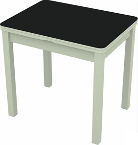 Кухонный стол раскладной Бари дерево №8 (стекло черное/белый) в Сургуте