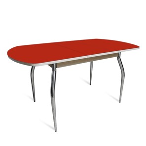 Кухонный стол раздвижной ПГ мини СТ2 белое/алое стекло/35 хром гнутые металл в Лангепасе