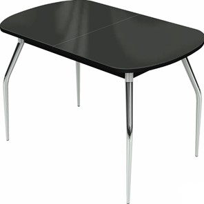 Раздвижной стол Ривьера мини хром №5 (стекло черное/черный) в Лангепасе