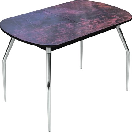 Кухонный раскладной стол Ривьера исп.2 хром №5 (Exclusive h155/черный) в Лангепасе - изображение