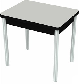 Кухонный стол раскладной Бари хром №6 (стекло белое/черный) в Лангепасе