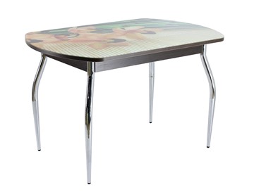 Обеденный стол ПГ-04 СТФ, венге/бамбук/35 хром гнутые в Лангепасе