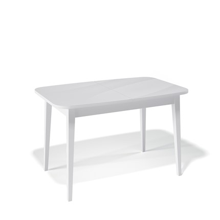 Кухонный раскладной стол Kenner 1200M (Белый/Стекло белое глянец) в Югорске - изображение