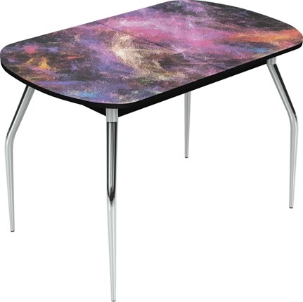 Кухонный стол раскладной Ривьера исп.2 хром №5 (Exclusive h152/черный) в Лангепасе - изображение