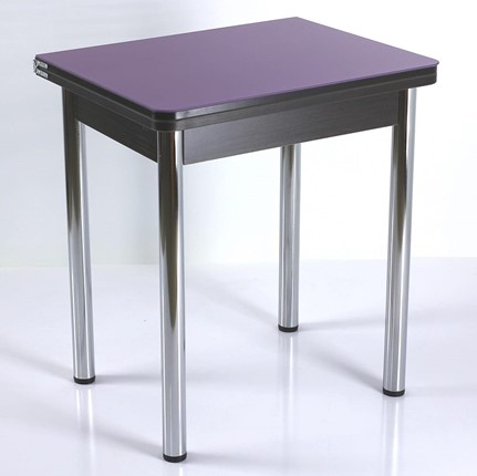 Кухонный пристенный стол СПА-02 СТ2, венге ЛДСП/стекло фиолетовый/39 прямые трубки хром в Когалыме - изображение