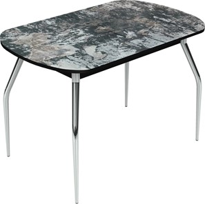 Кухонный стол раскладной Ривьера исп.2 хром №5 (Exclusive h172/черный) в Лангепасе