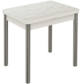 Кухонный раздвижной стол Бари хром №6 (Exclusive h202/белый) в Лангепасе